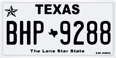 TX license plate BHP9288