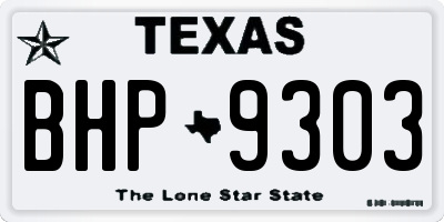 TX license plate BHP9303