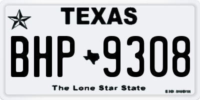 TX license plate BHP9308