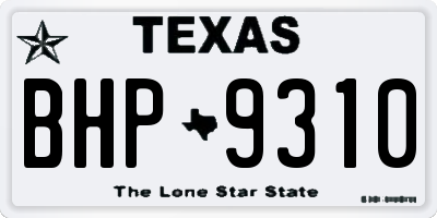 TX license plate BHP9310