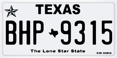TX license plate BHP9315