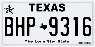 TX license plate BHP9316