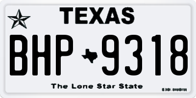 TX license plate BHP9318