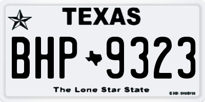 TX license plate BHP9323