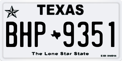 TX license plate BHP9351