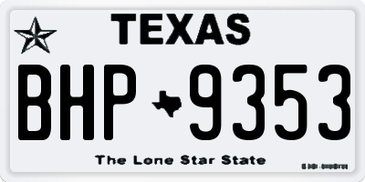 TX license plate BHP9353