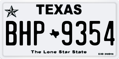 TX license plate BHP9354