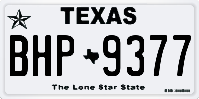 TX license plate BHP9377