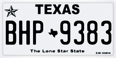 TX license plate BHP9383