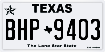TX license plate BHP9403