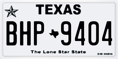TX license plate BHP9404