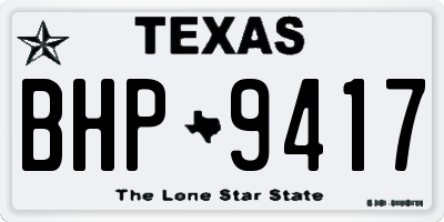 TX license plate BHP9417