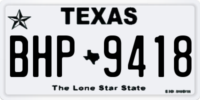 TX license plate BHP9418