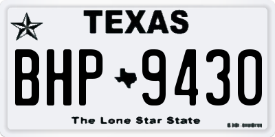 TX license plate BHP9430
