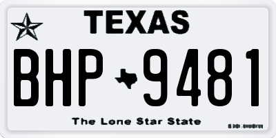 TX license plate BHP9481