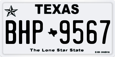 TX license plate BHP9567