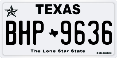 TX license plate BHP9636
