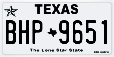TX license plate BHP9651