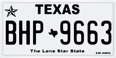 TX license plate BHP9663