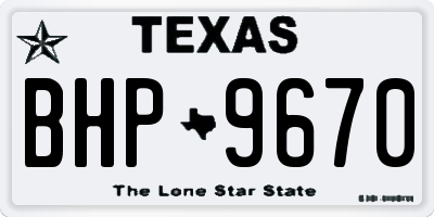 TX license plate BHP9670