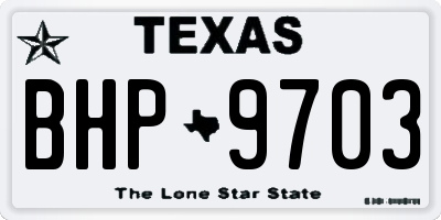 TX license plate BHP9703