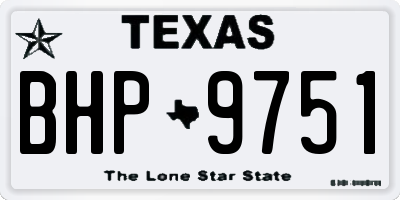 TX license plate BHP9751
