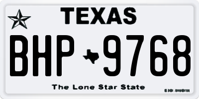 TX license plate BHP9768