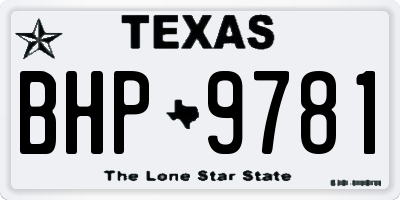 TX license plate BHP9781