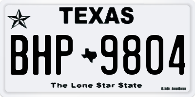 TX license plate BHP9804