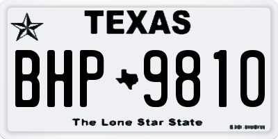 TX license plate BHP9810