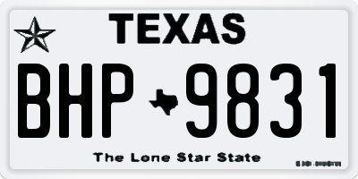 TX license plate BHP9831