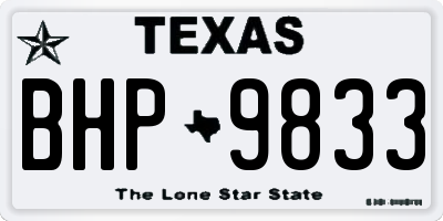 TX license plate BHP9833