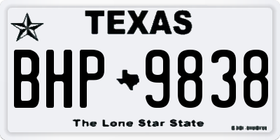 TX license plate BHP9838