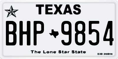 TX license plate BHP9854