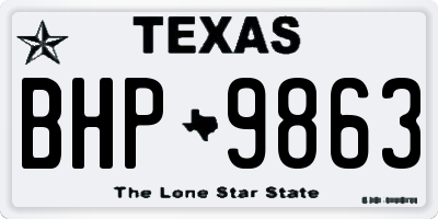TX license plate BHP9863