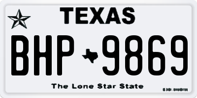 TX license plate BHP9869