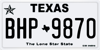 TX license plate BHP9870