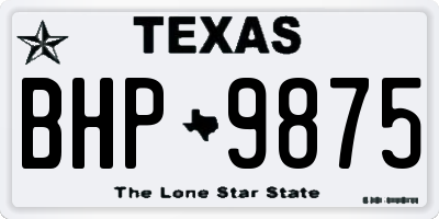 TX license plate BHP9875