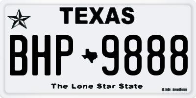 TX license plate BHP9888