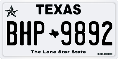 TX license plate BHP9892