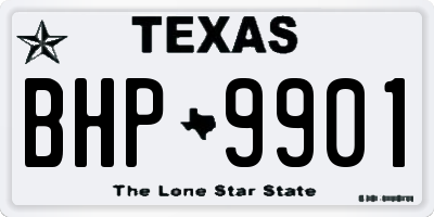 TX license plate BHP9901
