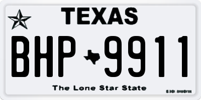 TX license plate BHP9911