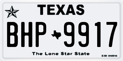 TX license plate BHP9917