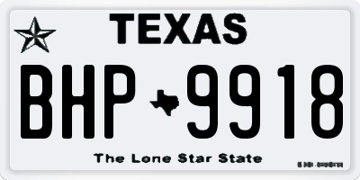 TX license plate BHP9918
