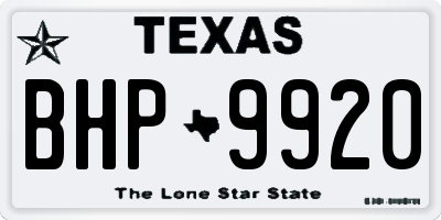 TX license plate BHP9920