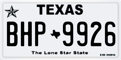 TX license plate BHP9926