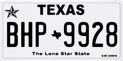 TX license plate BHP9928