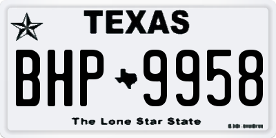 TX license plate BHP9958