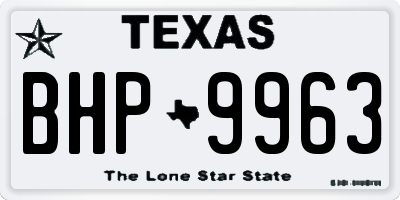 TX license plate BHP9963