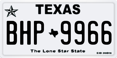 TX license plate BHP9966